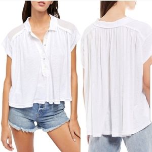Free People White Ivory Low Down Knit Top